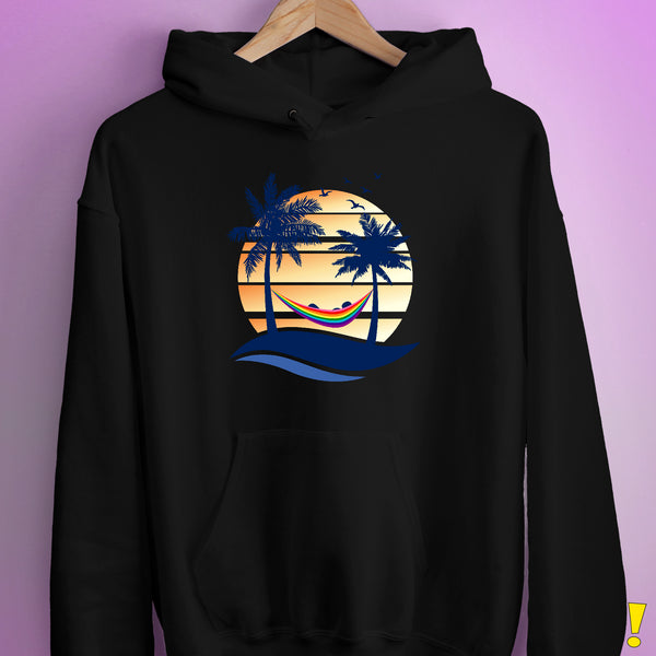 Original LGBTQ Pride Hammock Summer Beach Sunset Hoodie